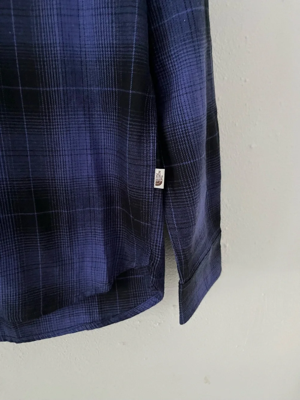 The North Face Men's Navy and Black Plaid Button-Down Shirt